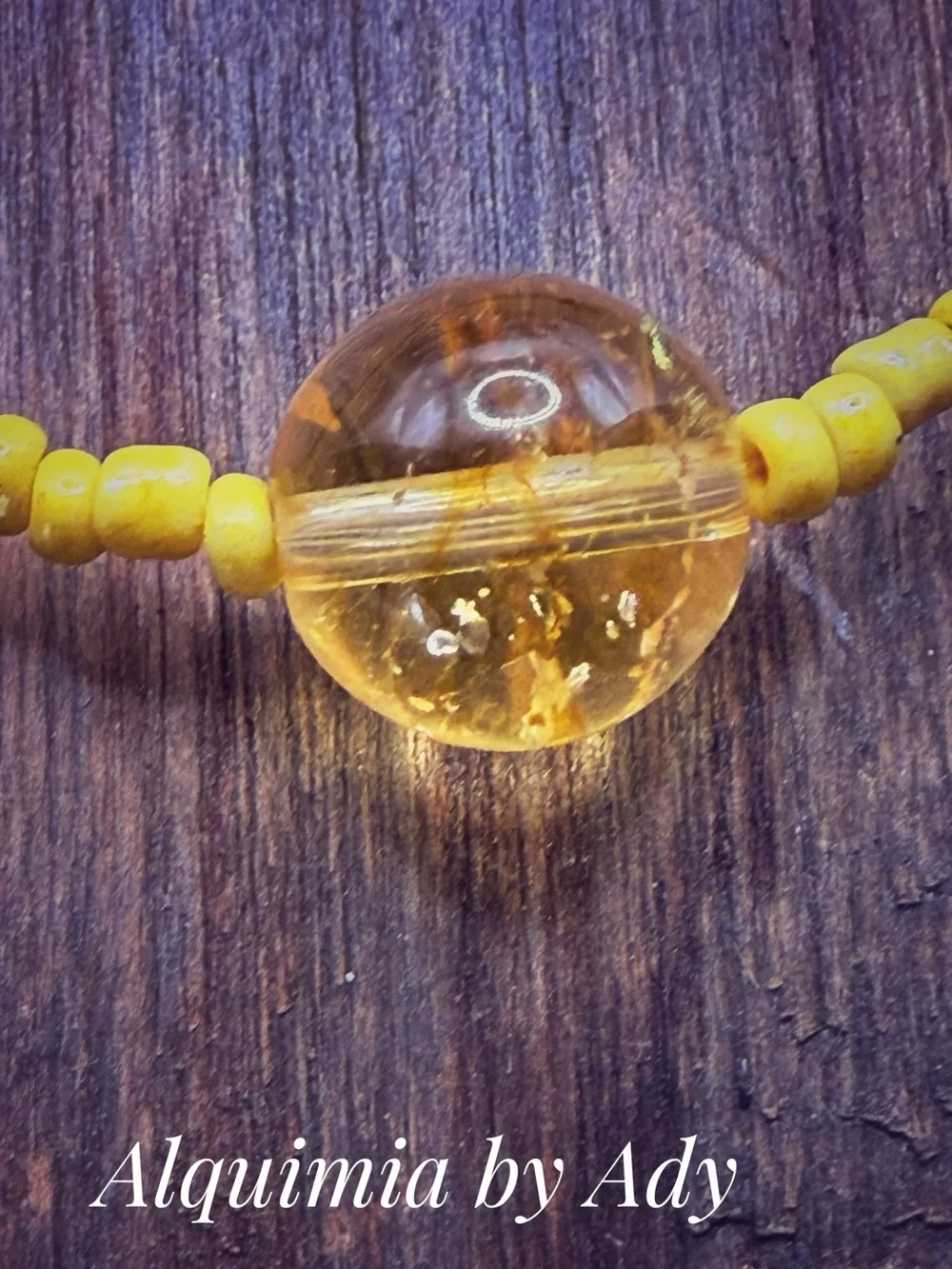 Y2K  Yellow Beaded choker Necklace with big citrine Charm